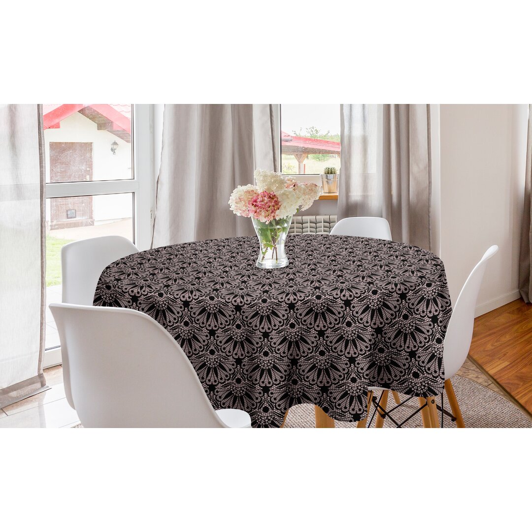 Runde Tischdecke, Spitze Art Romantik, Jahrgang, Schwarz Pale Salmon