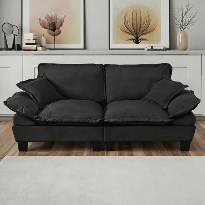 Modern Sailboat Sofa with Chenille Upholstery, 2-Seater Modular Loveseat with Removable Armrests, Comfortable Couch for Living Rooms & Apartments. Easy Assembly