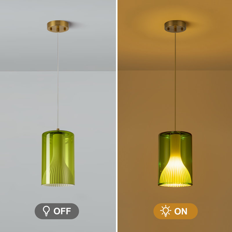 1-light Green Single Pendant with Bulb Included