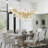 16-Light 55" Dimmable Gold Ginkgo Leaf Kitchen Island Chandelier Ceramic Tree Branch Pendant Light