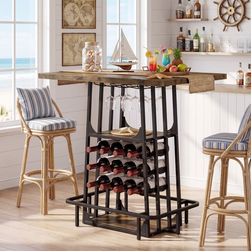 Table de comptoir industrielle en MDF de style rustique avec rangement