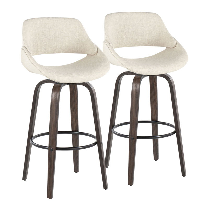 Tabouret de bar pivotant de 26 po Arabelle, Noyer glacé/noir, Cream, Bar Stool (30" Seat Height)