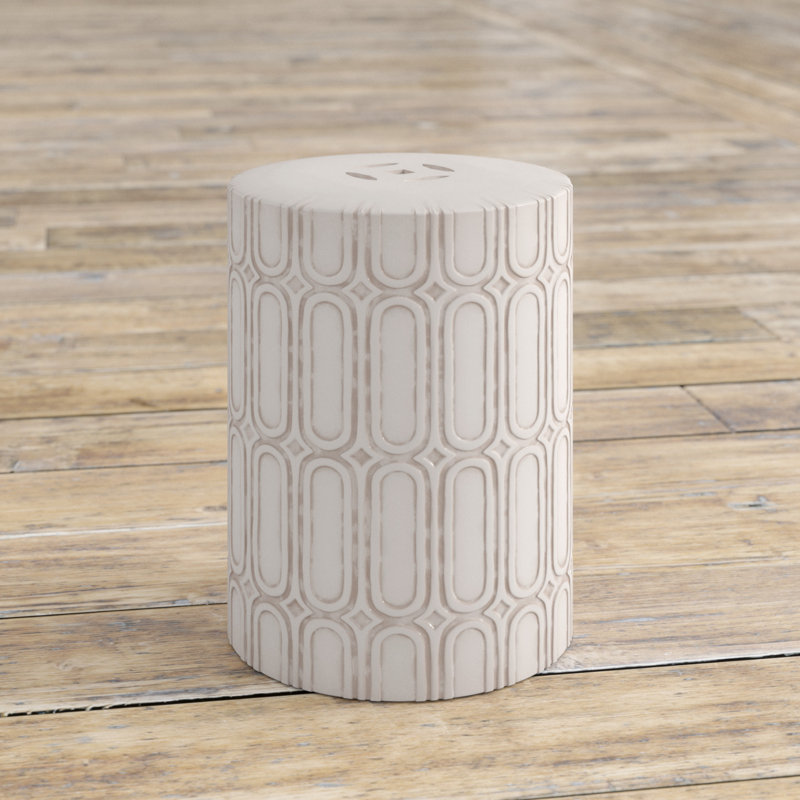 Morgane Ceramic Accent Stool, Cream