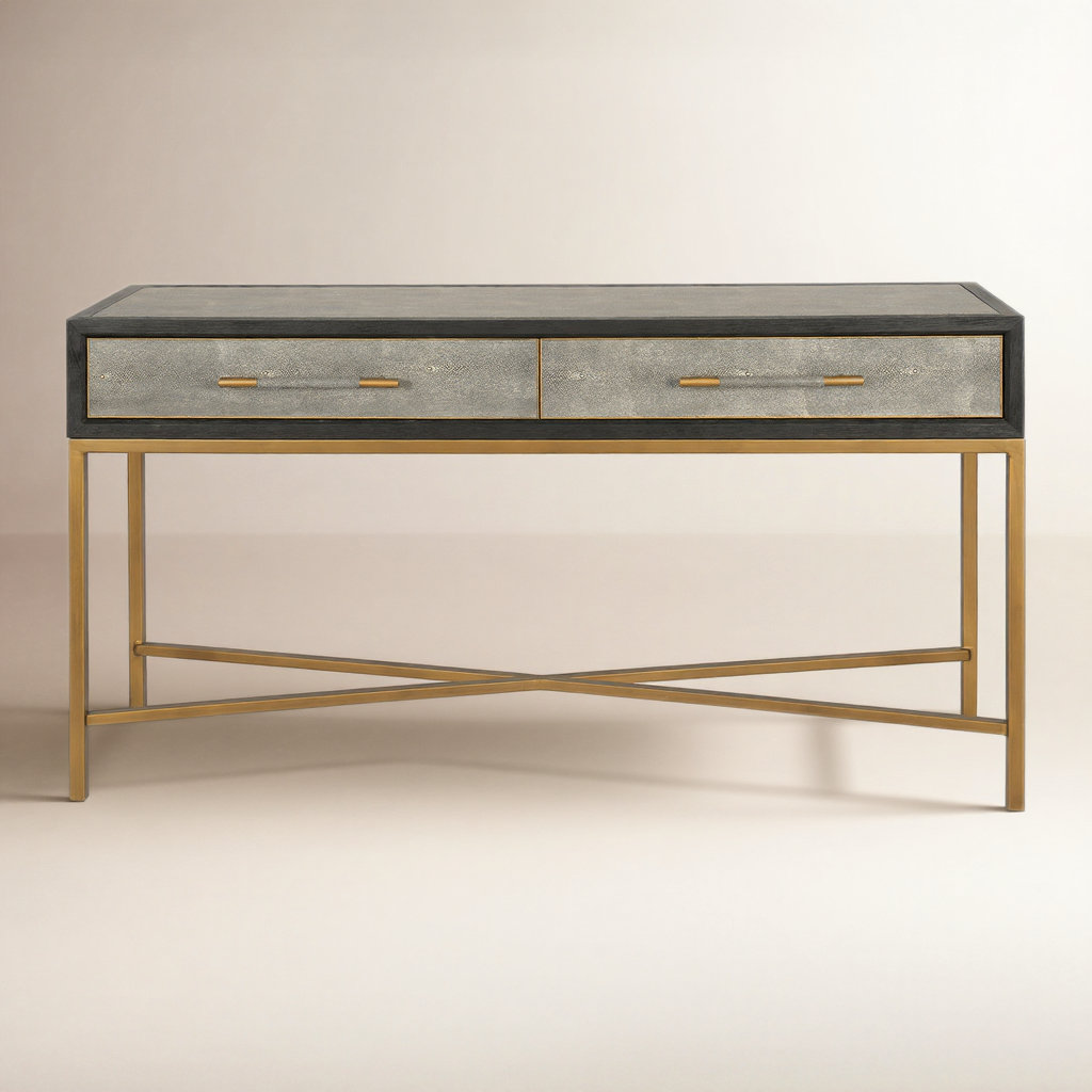Meera 59" Console Table, Gray, Gold