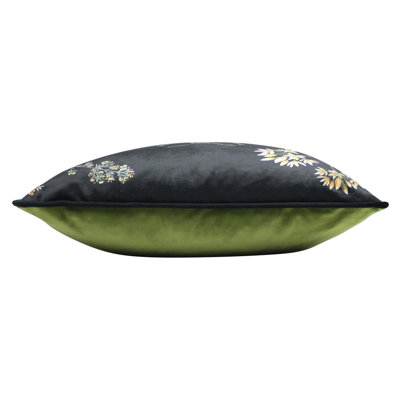 Midnight Garden Bee Velvet Piped Cushion