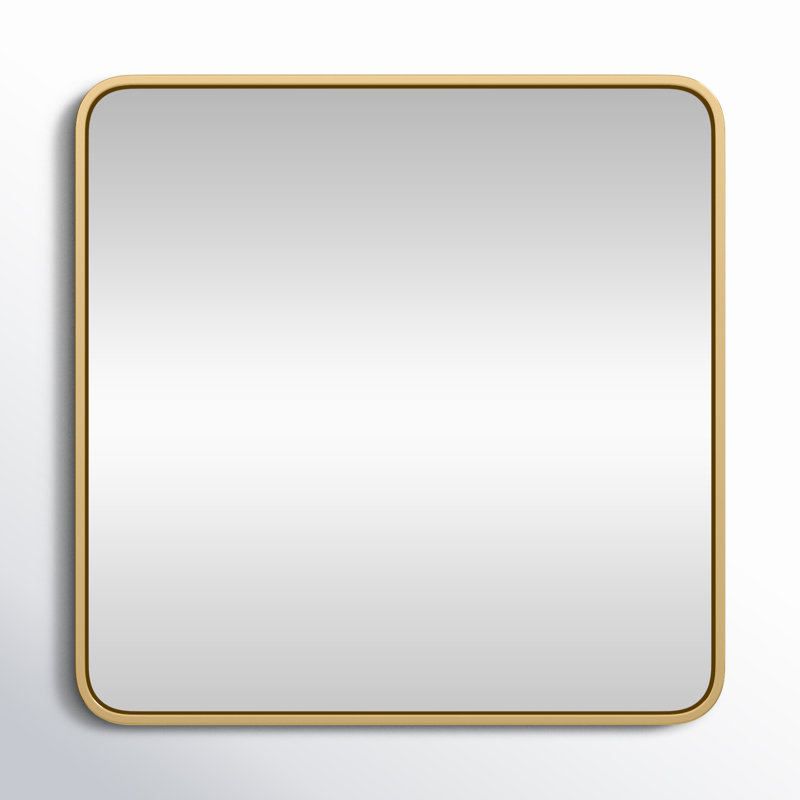Metal Square Wall Mirror, Brass, 24"  x 24" 