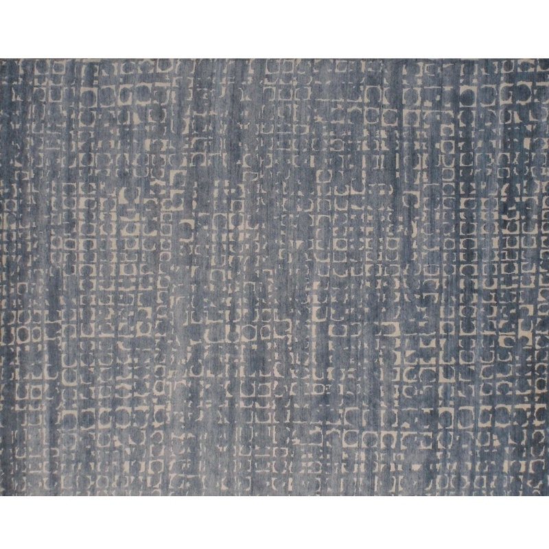 Tapis unique en laine noué à la main gris / beige 9 pi x 11 pi 11 po