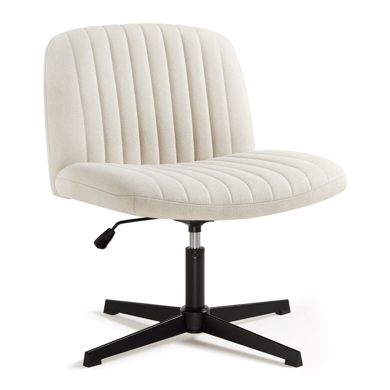 Chanute Armless Wide Desk Chair, Beige, Linen