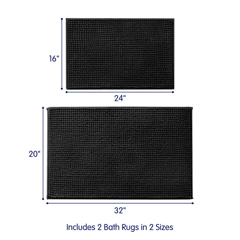 Ensemble de tapis pour salle de bain ultra doux en microfibre absorbante, L 32 po x l 20 po, ensemble de 2