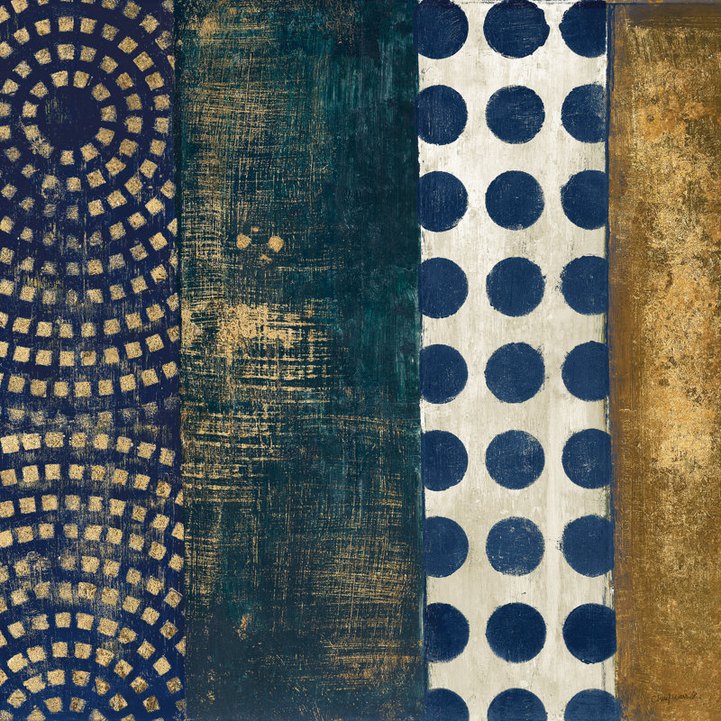 «Juxtapose VI Metallic» par Cheryl Warrick - impression sur toile tendue, H 36 po x l 36 po, Cadre simple noir, Oui