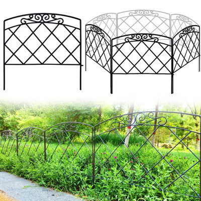 5-Piece 24" x 24"  Iron Decorative Garden Fence PanelSet - Black