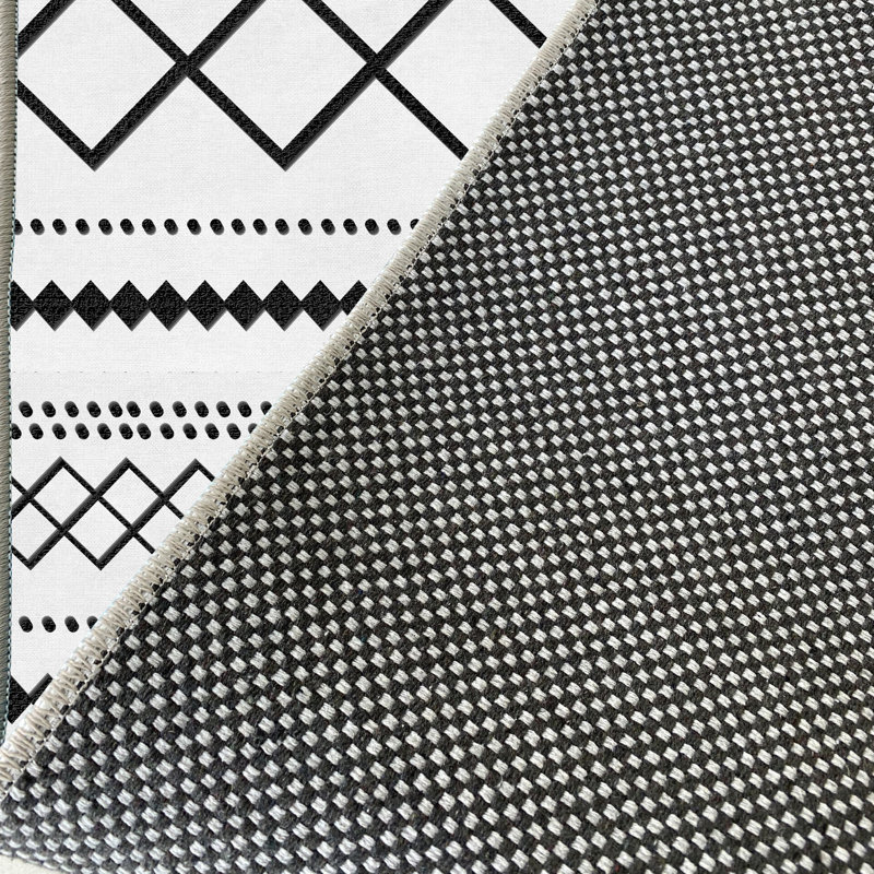 Tapis géométrique en coton Carwile, Tapis de couloir 4 pi 11 po x 23 pi