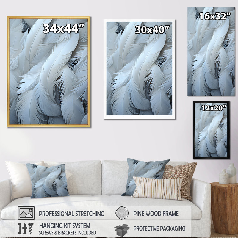 «Light as a Feather», reproduction sur toile, Cadre flottant noir, H 20 po x l 12 po x P 1 po