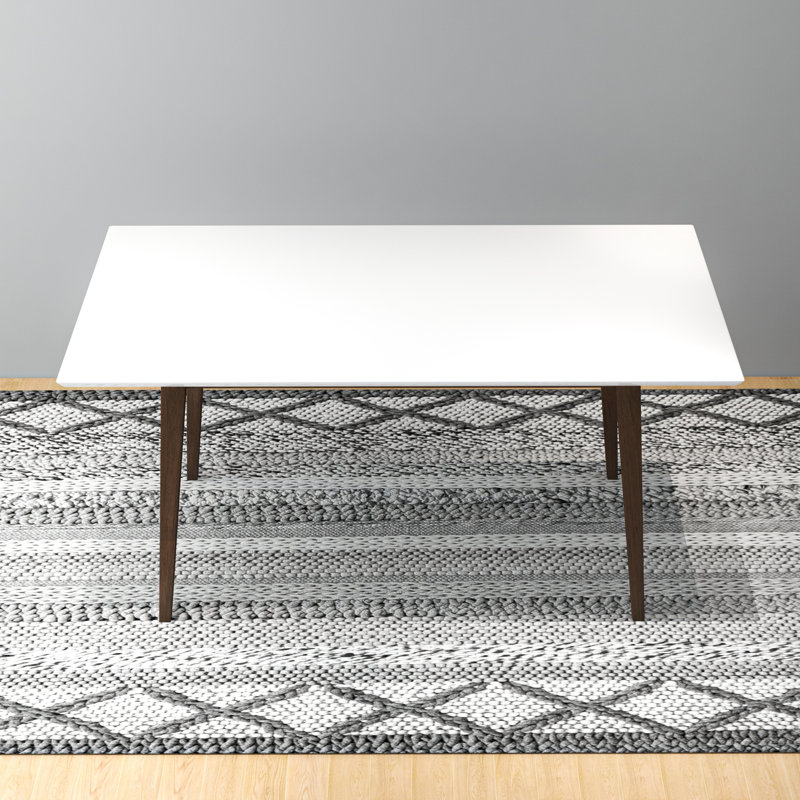 Table de salle à manger en bois d'eucalyptus massif Hiers, Blanc, Grand