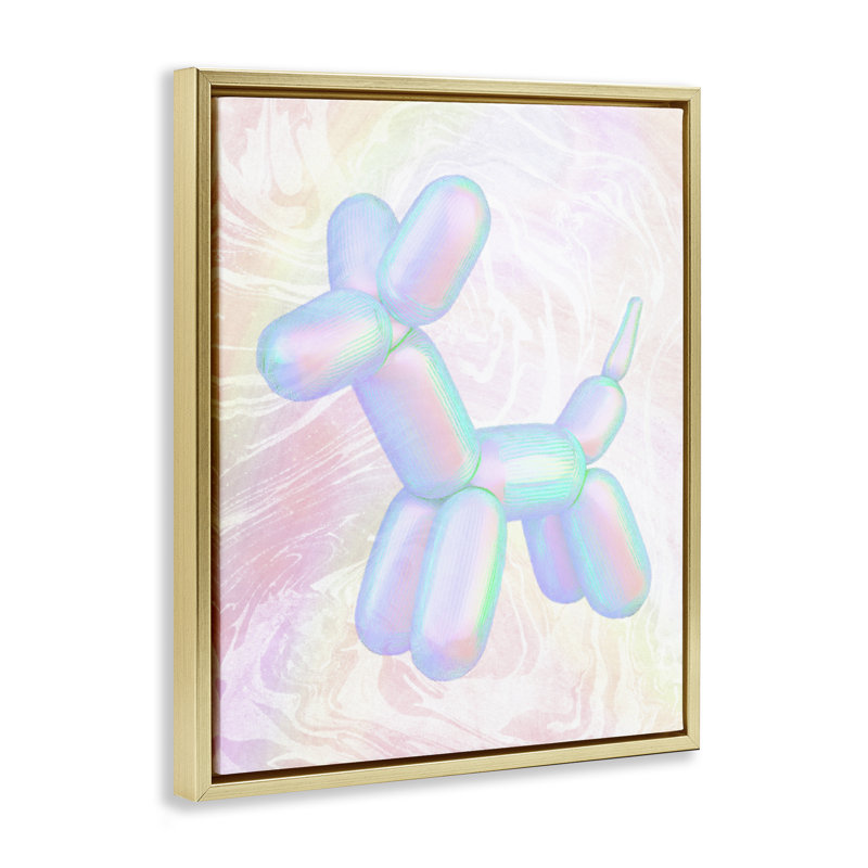 "Pastel Balloon Animal" par Daphne Polselli, Cadre flottant métallique doré, H 31 po x l 25 po