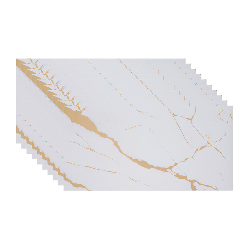 10Pcs Self-Adhesive Marble Pattern Wall Tile Stickers, 60cm L x 30cm W, White