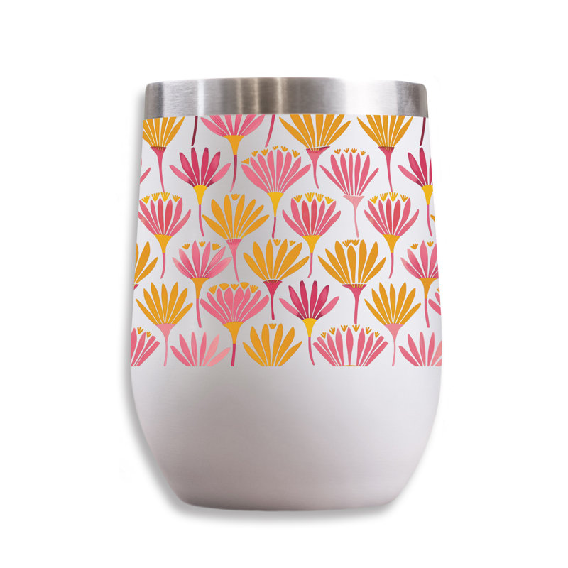 Mod. Motif floral 11 oz. Verre à vin blanc, Rose / blanc