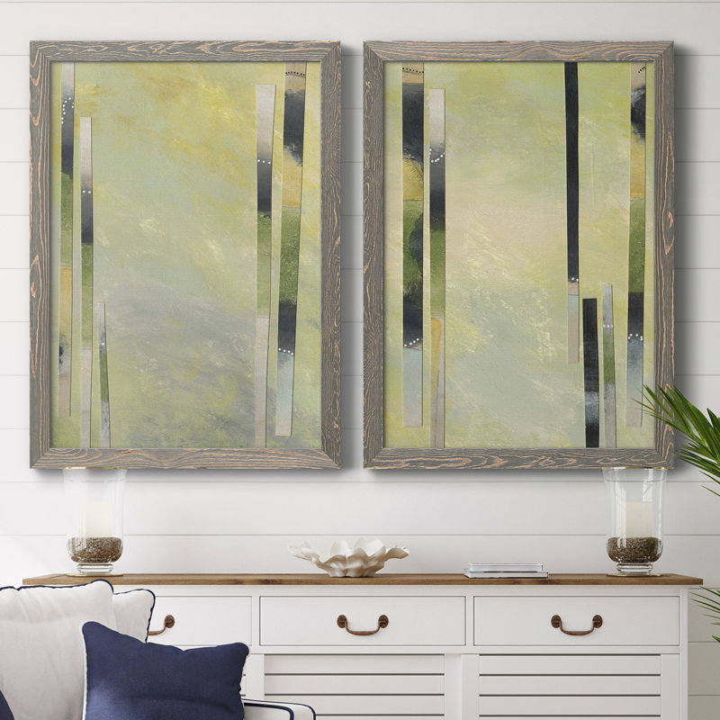 Neutral Assemblage III - Ensemble de 2 peintures encadrées, Toile avec cadre gris, H 31,5 po x l 47 po x P 1,5 po