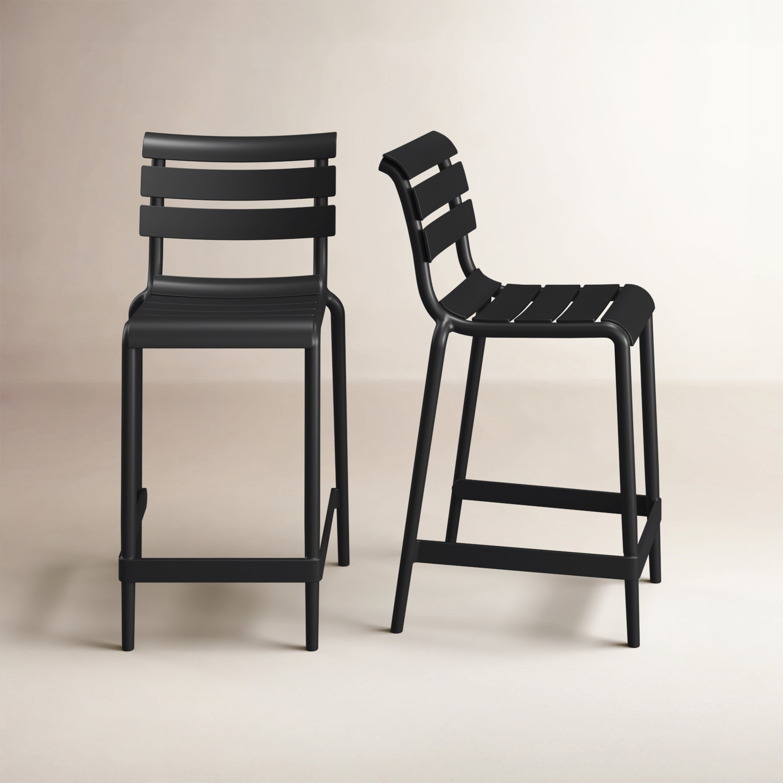 Ruta Outdoor Counter Stool, Black, 25.60"