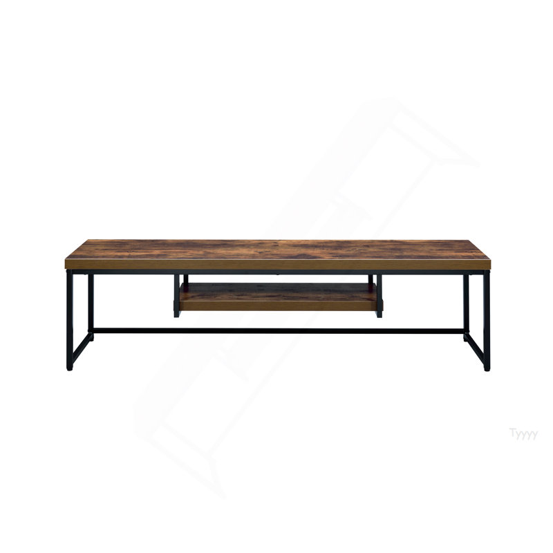 Bob Weathered Oak & Black Metal Finish TV Stand, 16"H x 59"L x 16"W