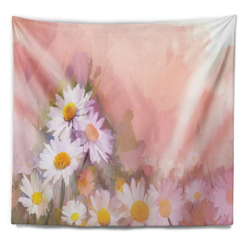 Tapisserie à dossier à couleur douce gerbera floral, H 78 po x l 92 po
