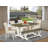 6-Piece Set Consists of a Distressed Jacobean Dining Room Table and a Wooden Bench and 4 Light Beige Linen Fabric Parson Chairs with Button Tufted Back - Wire Brushed Linen White-618544241