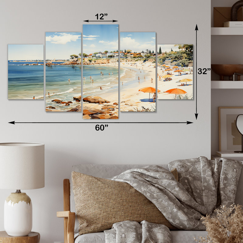 «Vintage Beach Day Tranquitt III - Coastal Beach Sand», ensemble d'art mural