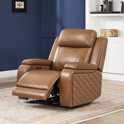 36.2'' Dual Motor Power Recliner with Zero Gravity, Genuine Leather Top-Grain Upholstery