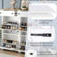 Range-chaussures blanc avec 4 tiroirs rabattables et 2 tiroirs pratiques