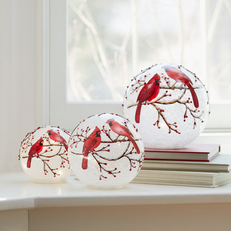 3 Piece LED Cardinal Globe Set