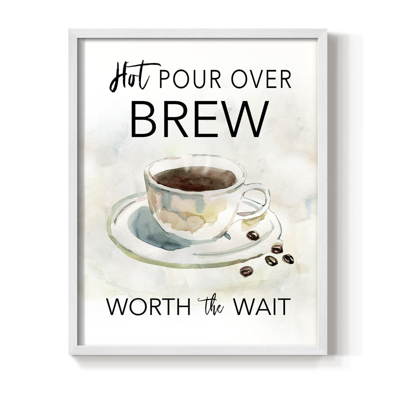 «Hot Pour Over Brew», reproduction encadrée - bois massif, H 30 po x l 24 po, Blanc