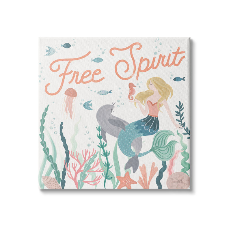 Art de la sirène sous-marine pour enfants Free Spirit, Toile tendue, H 24 po x l 24 po x P 1,5 po