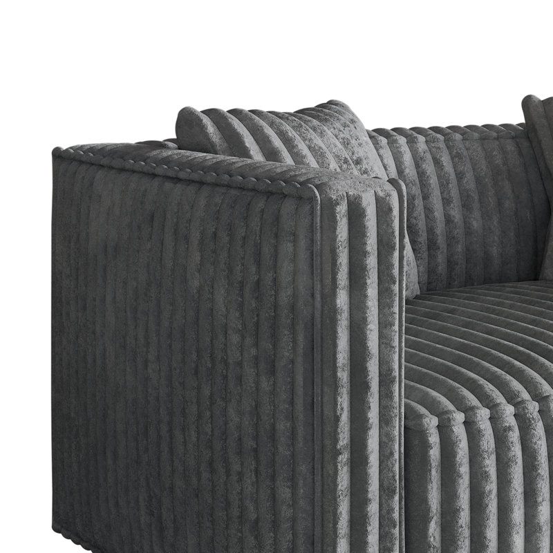 Ensemble de salon 2 pièces Mid-Century moderne en velours gris, Gris