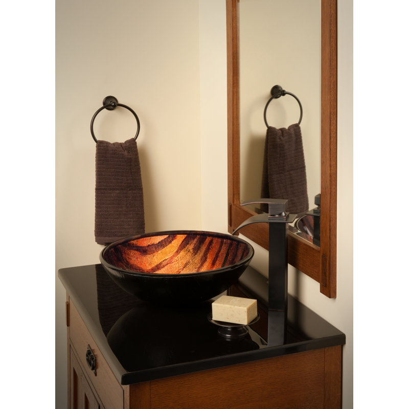 Lavabo de salle de bain vasque circulaire en verre Mimerica avec robinet