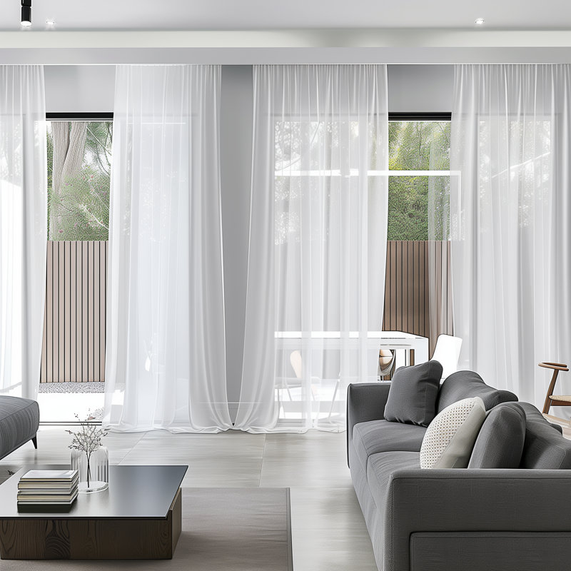 Paire de rideaux transparents avec œillets Diyon, Blanc, L 54 po x L 90 po