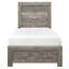 Lit simple en bois gris rustique simple, placage de bois, nécessite un sommier pour une étable et des meubles de chambre à coucher en bois, tête de lit, rails, nécessaire fonctionnel