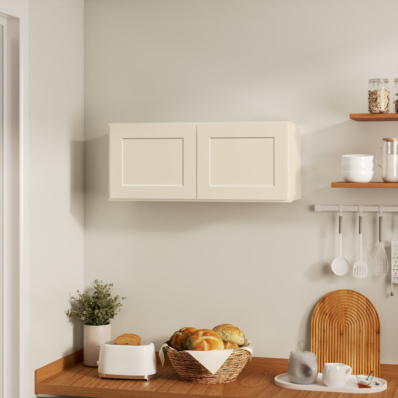 Armoire murale de style Shaker blanc antique l 30 po x P 12 po x H 15 po Homeibro Cozy Design, Shaker blanc antique