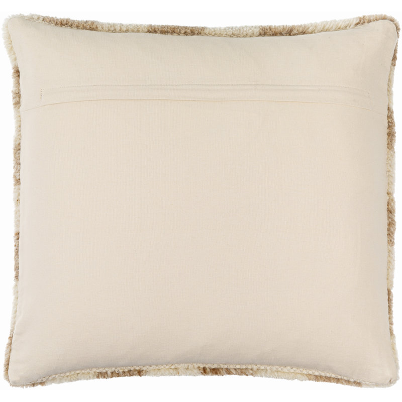 Villere Checkered Wool Blend Throw Pillow, Tan, 20"H x 20"W, Pillow Cover Only - No Insert