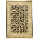 Hand Knotted Wool Area Rug in Black And Cream