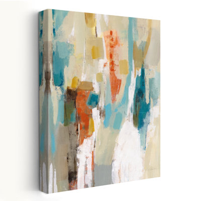 Steps On Sand II - Abstract Aqua Blue Brown
