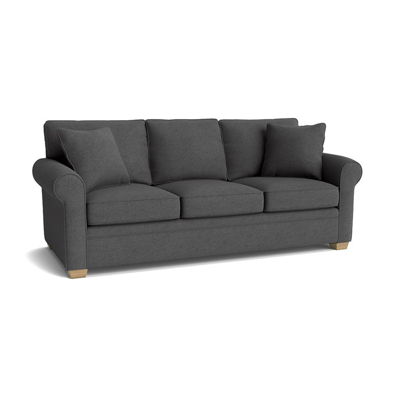 Canapé-lit à accoudoirs roulés de 84 po avec coussins réversibles Quaker, Sans finition, Graphite Entice