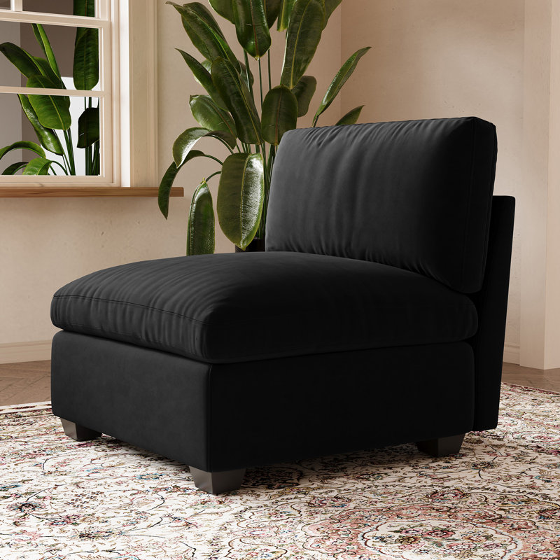  Canapé modulaire en velours côtelé Knopp, Velours noir
