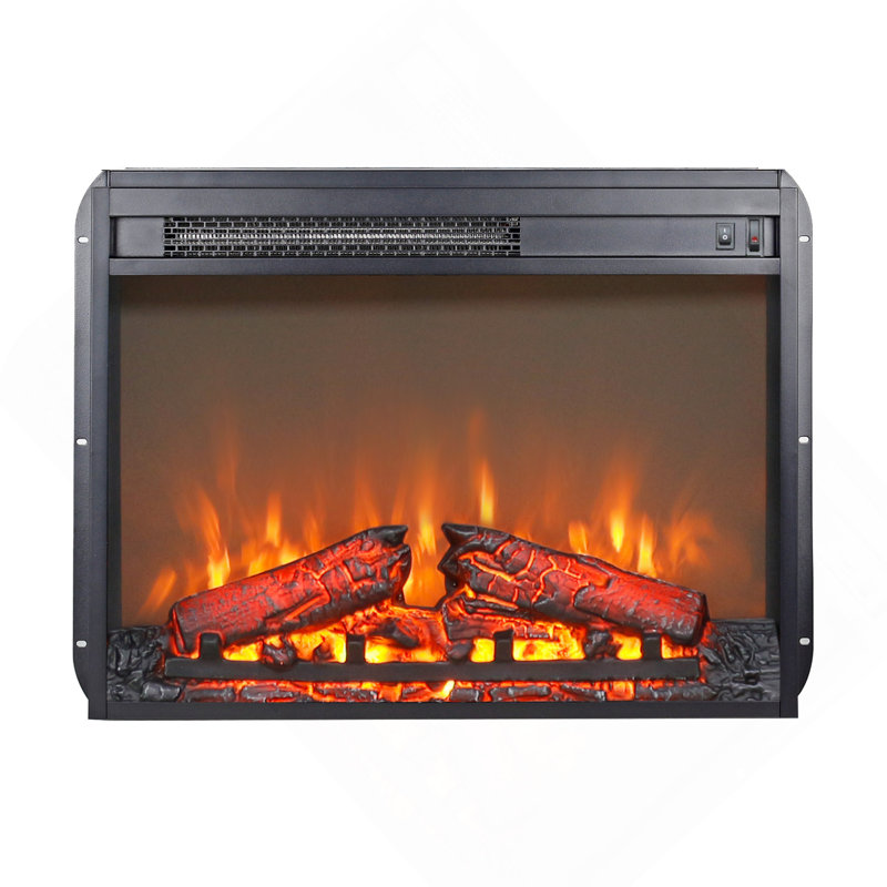 23 Inch Electric Fireplace Insert Heater With Log Set & Realistic Flame, Overheating Protection Without Control