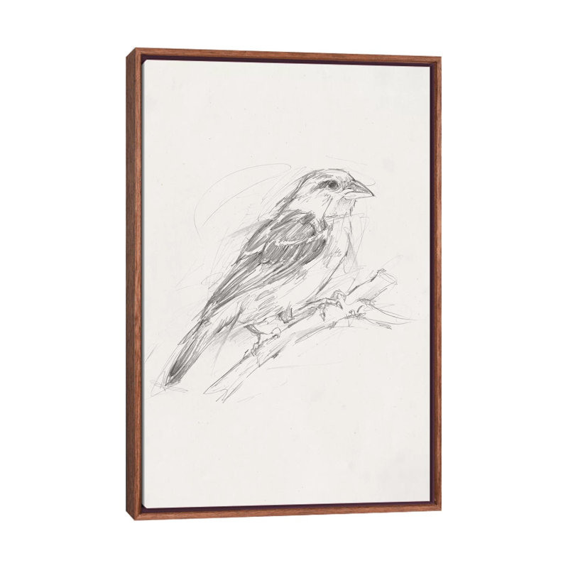 Reproduction d’art, "Avian Study II" par Ethan Harper, H 40 po x l 26 po x P 1,5 po, Toile avec cadre en bois brun classique