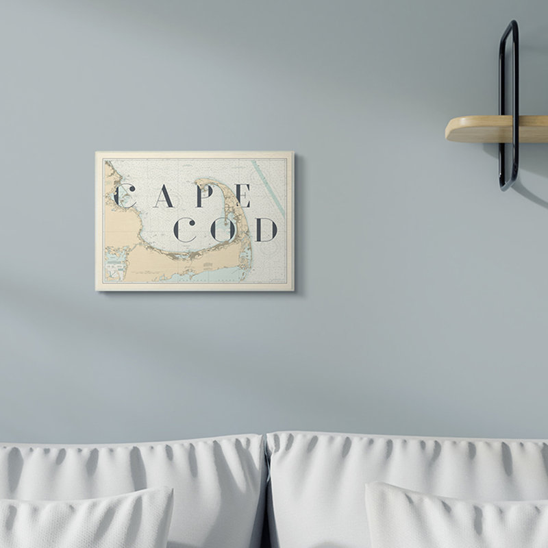 «Cape Cod Beach Vintage Map Word Design», impression, Plaque murale, H 10 po x l 15 po