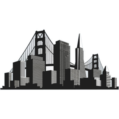 SP13380 San Francisco Skyline Silhouette Cardboard Cutout Standee Standup