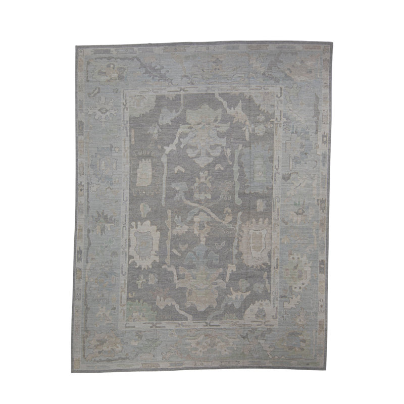 Tapis turc Oushak fait à la main 12 pi 1 po x 15 pi 5 po