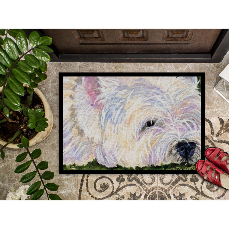 Paillasson d’intérieur antidérapant sylvanite Westie, Rectangle 1 pi 6 po x 2 pi 3 po