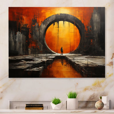 Orange Tunnel abstrait portail mixte II - Tunnels, impressions sur métal