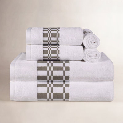 Mikira 6-Piece Geometric Border Towel Set